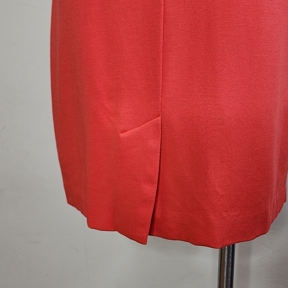 Trina Turk Coral Orange Midi Dress with Ruffle Sleeves Size 10 - Picture 10 of 13